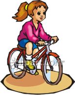 0060-0808-2203-0226_Young_Girl_Riding_a_Bicycle_clipart_image